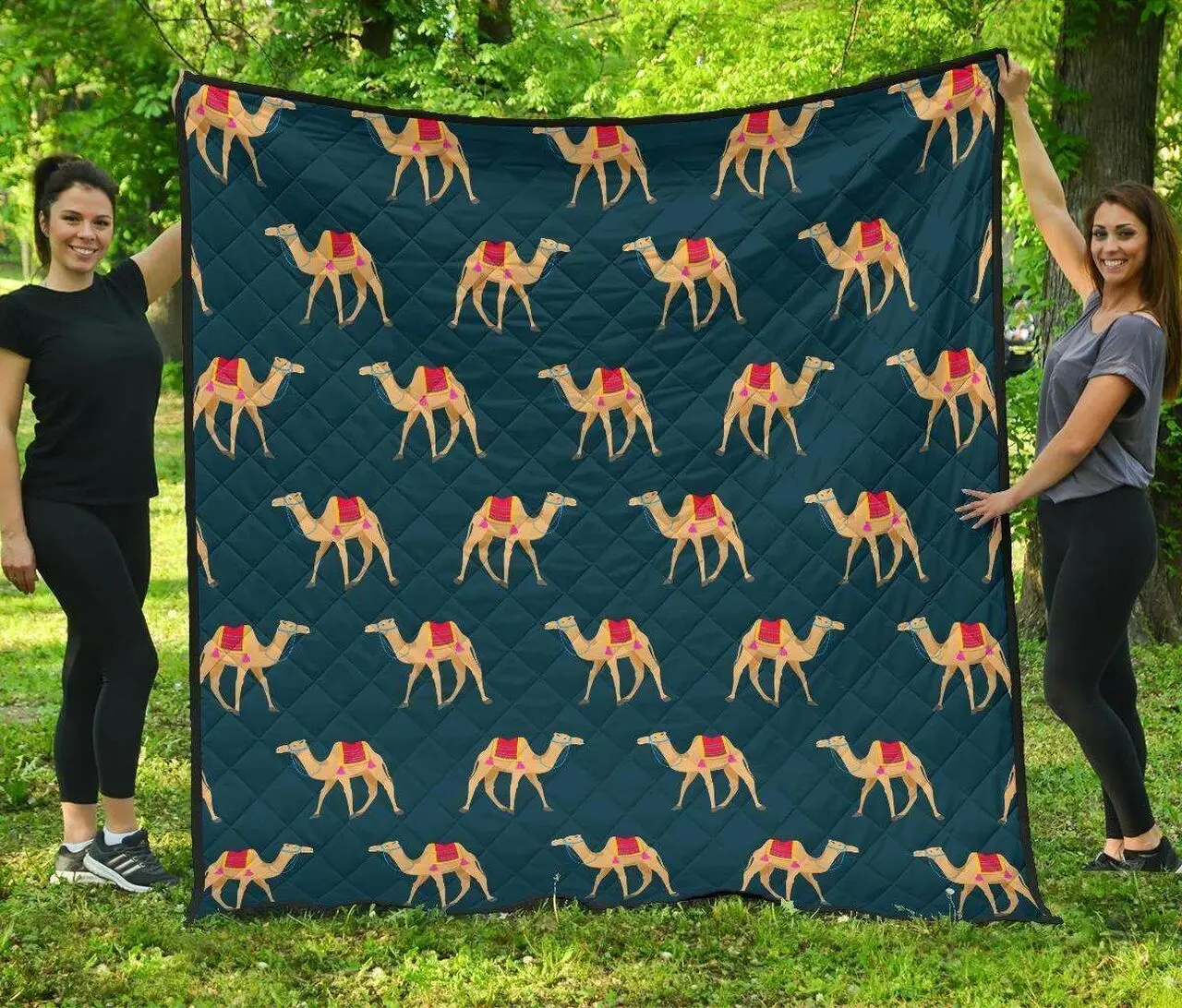 Camel Pattern Blue Blackground DHCDHC DT1910 Quilt Blanket and Home Decor