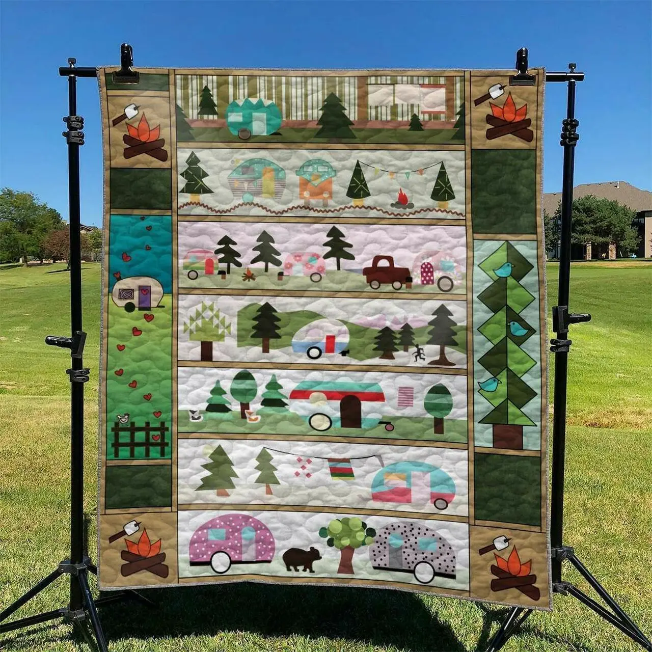 Camping 2 DHCCNA0909 Quilt Blanket and Home Decor