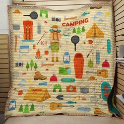 Camping And Necessary Things Quilt and Home Decor