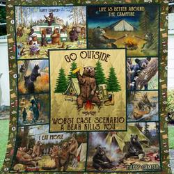 Camping Bear Quilt Blanket ABC06011165 and Home Decor