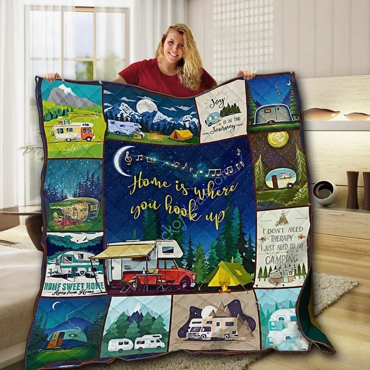 Camping Camper Home Is Where TB160996 3D Customized Quilt and Home Decor