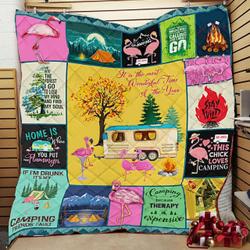 Camping Flamingo ItS The Most Wonderful Time Of The Year Quilt Blanket Great Customized Blanket Gifts For Birthday Christmas Thanksgiving and Home Decor