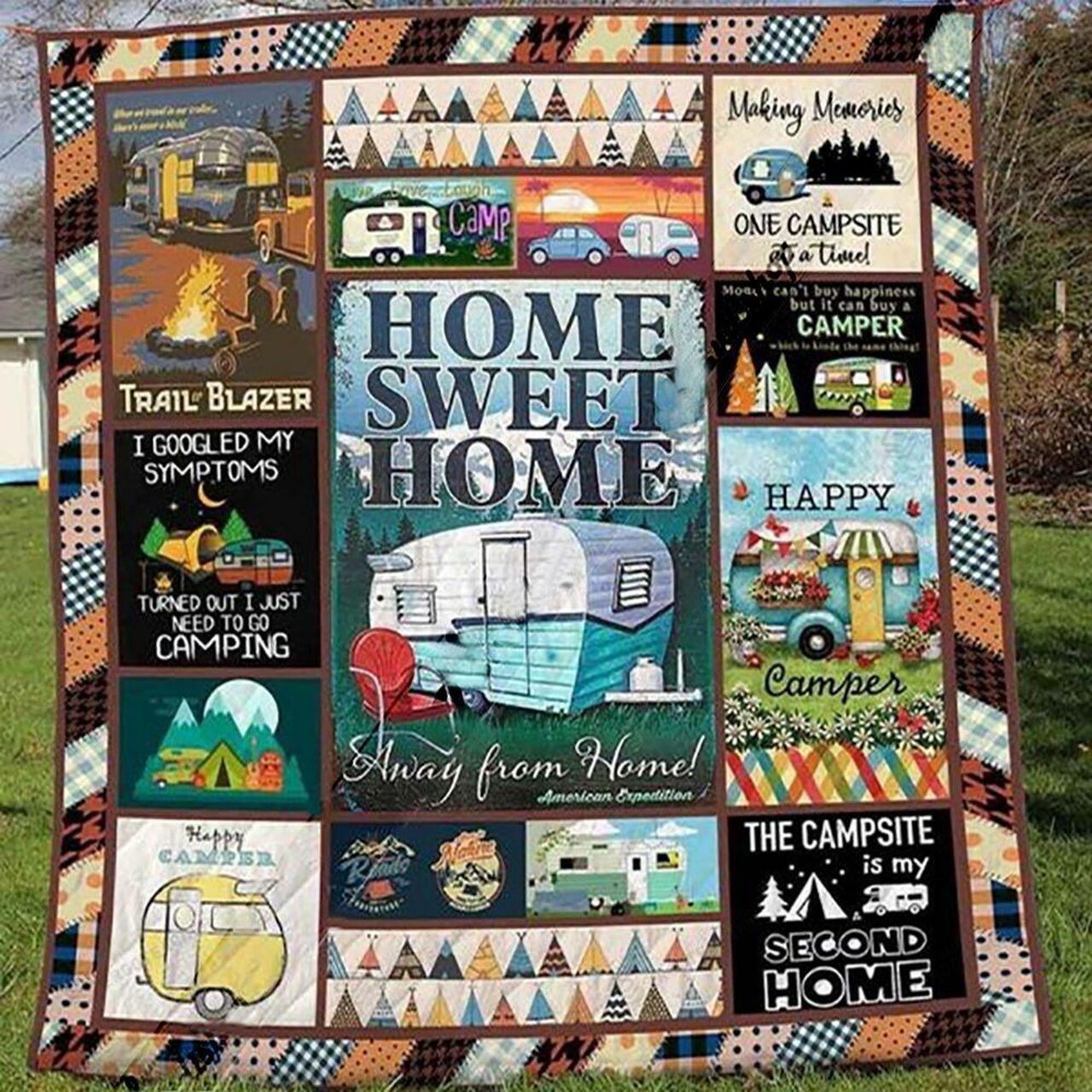 Camping Home Sweet Home Away From Home Quilt Blanket Great Customized Blanket Gifts For Birthday Christmas Thanksgiving and Home Decor