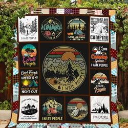 Camping I Love Camping Because I Hate People Quilt Blanket Great Customized Blanket Gifts For Birthday Christmas Thanksgiving and Home Decor