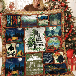 Camping I Love You To The Mountains And Back Quilt Blanket Great Customized Blanket Gifts For Birthday Christmas Thanksgiving and Home Decor