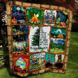 Camping Into The Forest I Go To Lose My Mind And Find My Soul Quilt Blanket Great Customized Blanket Gifts For Birthday Christmas Thanksgiving and Home Decor