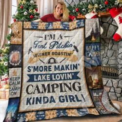 Camping Kinda Girl V1 Rain 3D Customized Quilt and Home Decor