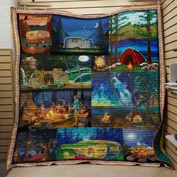 Camping Night Quilt V5 and Home Decor