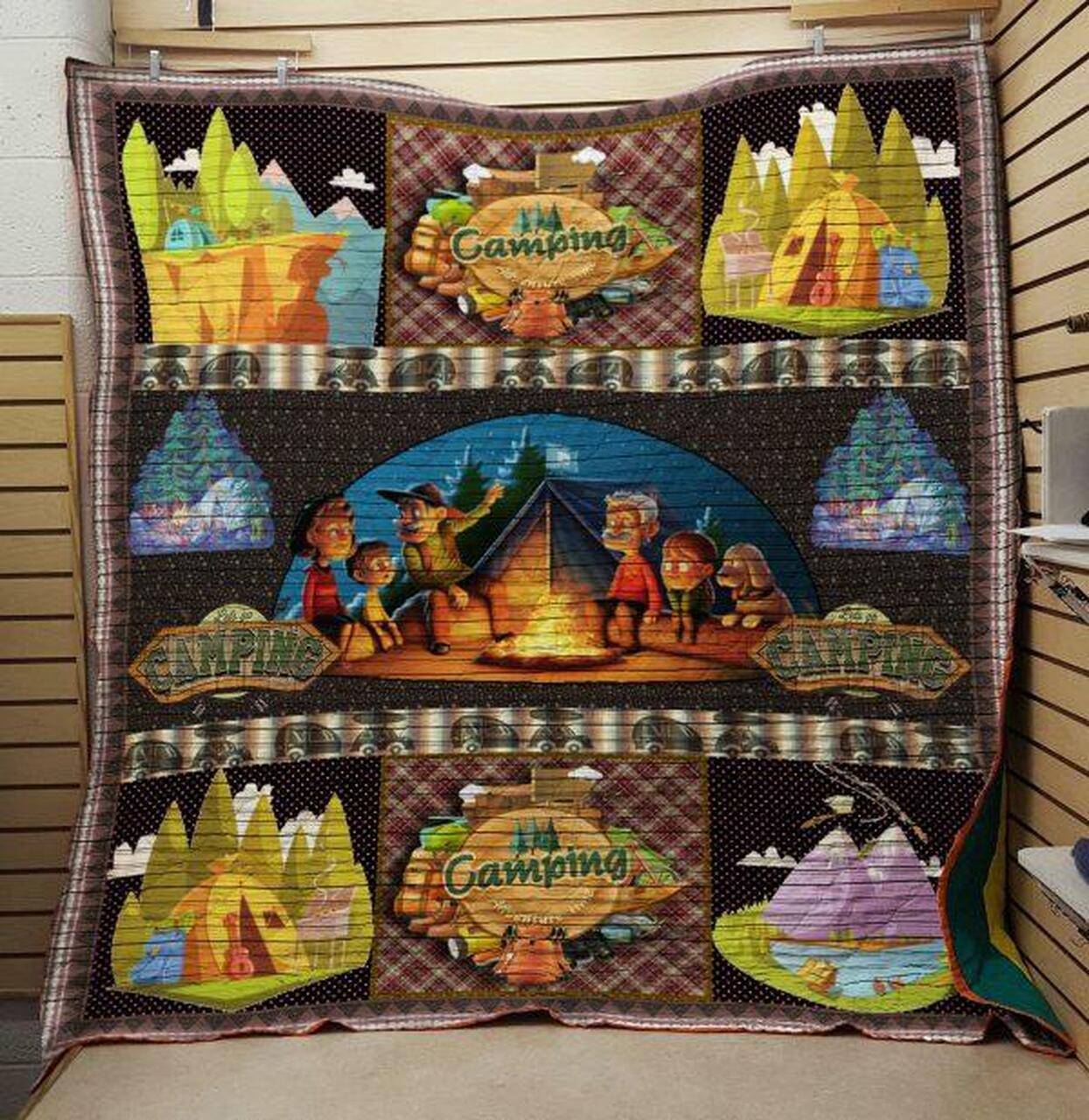 Camping Night Quilt V7 and Home Decor