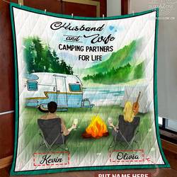 Camping Partners For Life Custom Name Quilt Gg and Home Decor