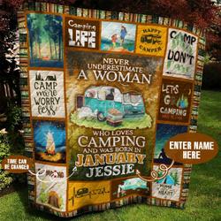 Camping Personalized Quilt Blanket Bbb040623Sm and Home Decor