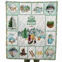 Camping Quilt Custom Name For Outdoor Female Lovers and Home Decor
