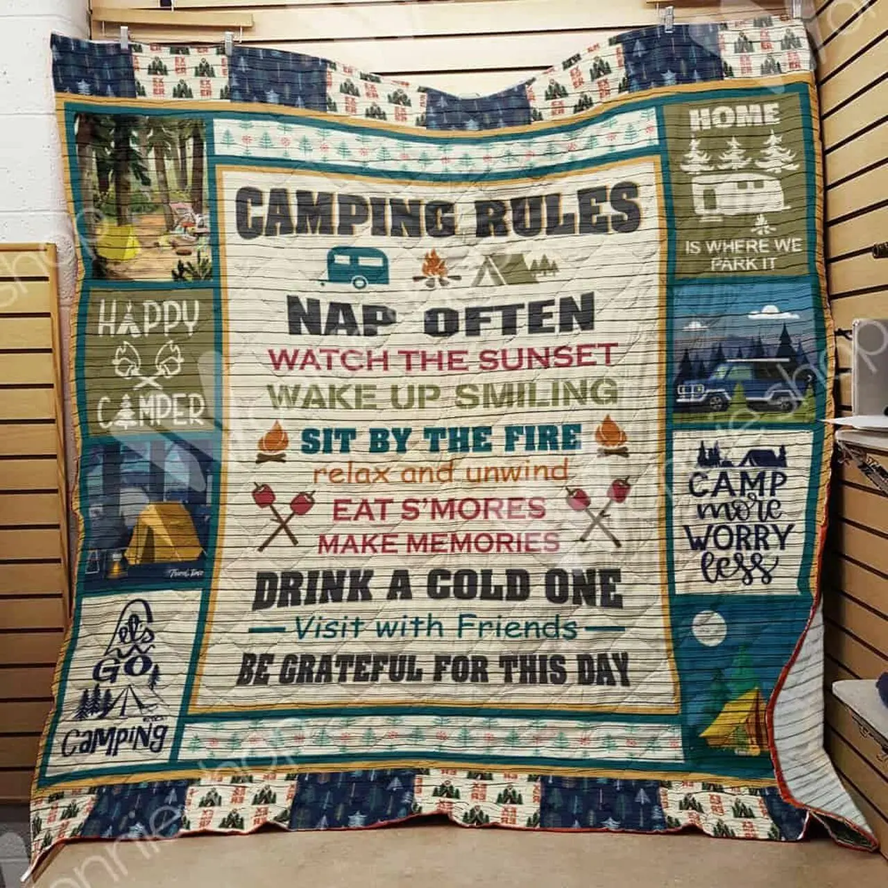 Camping Rules Quilt Blanket Dhc150120769Td and Home Decor