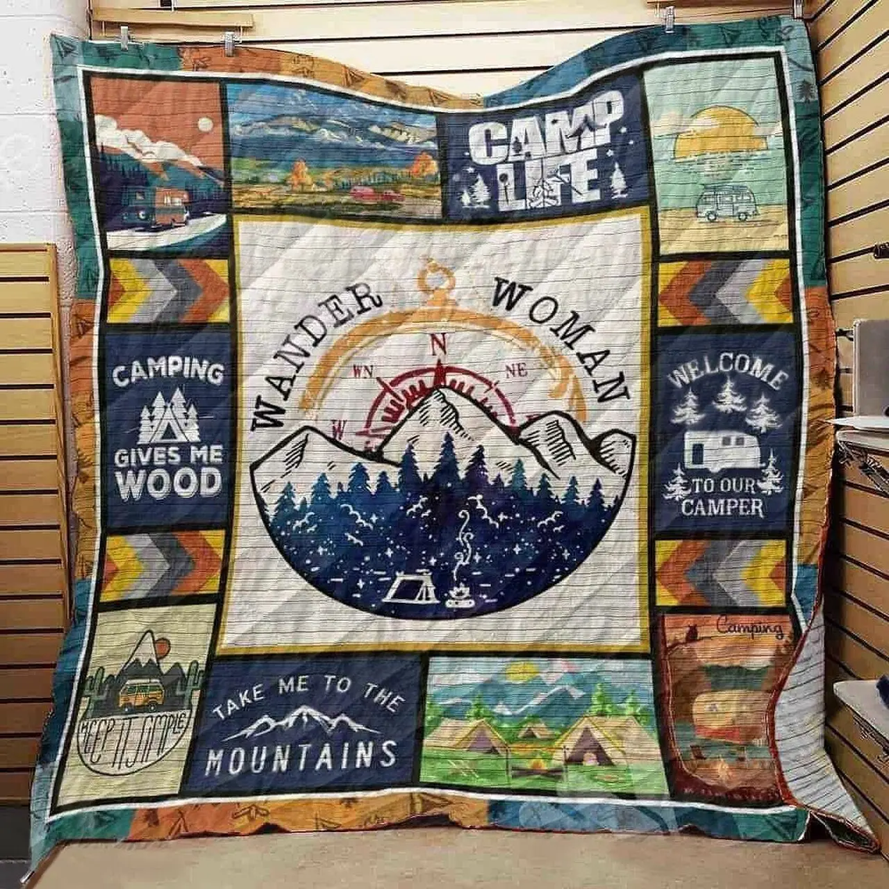 Camping Wander Women Quilt Blanket Great Customized Blanket Gifts For Birthday Christmas Thanksgiving and Home Decor