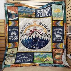 Camping Wander Women Quilt Blanket Great Customized Blanket Gifts For Birthday Christmas Thanksgiving and Home Decor