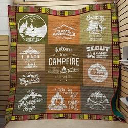 Camping Welcome To Our Campfire Quilt Blanket Great Customized Blanket Gifts For Birthday Christmas Thanksgiving and Home Decor