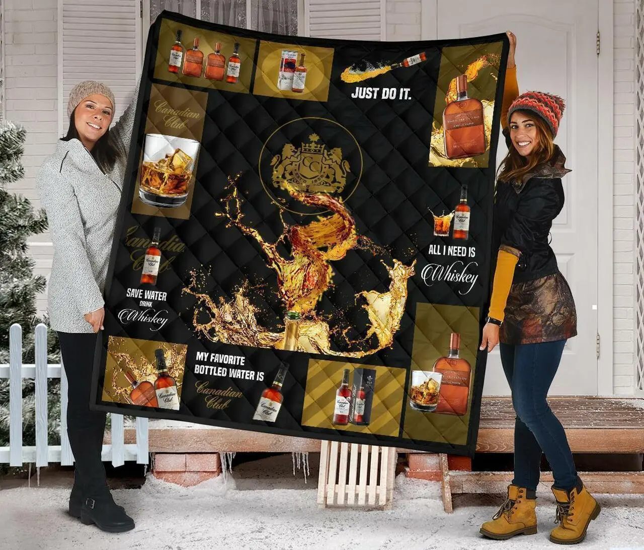 Canadian Club All I Need Is Whisky Gift Idea Quilt and Home Decor