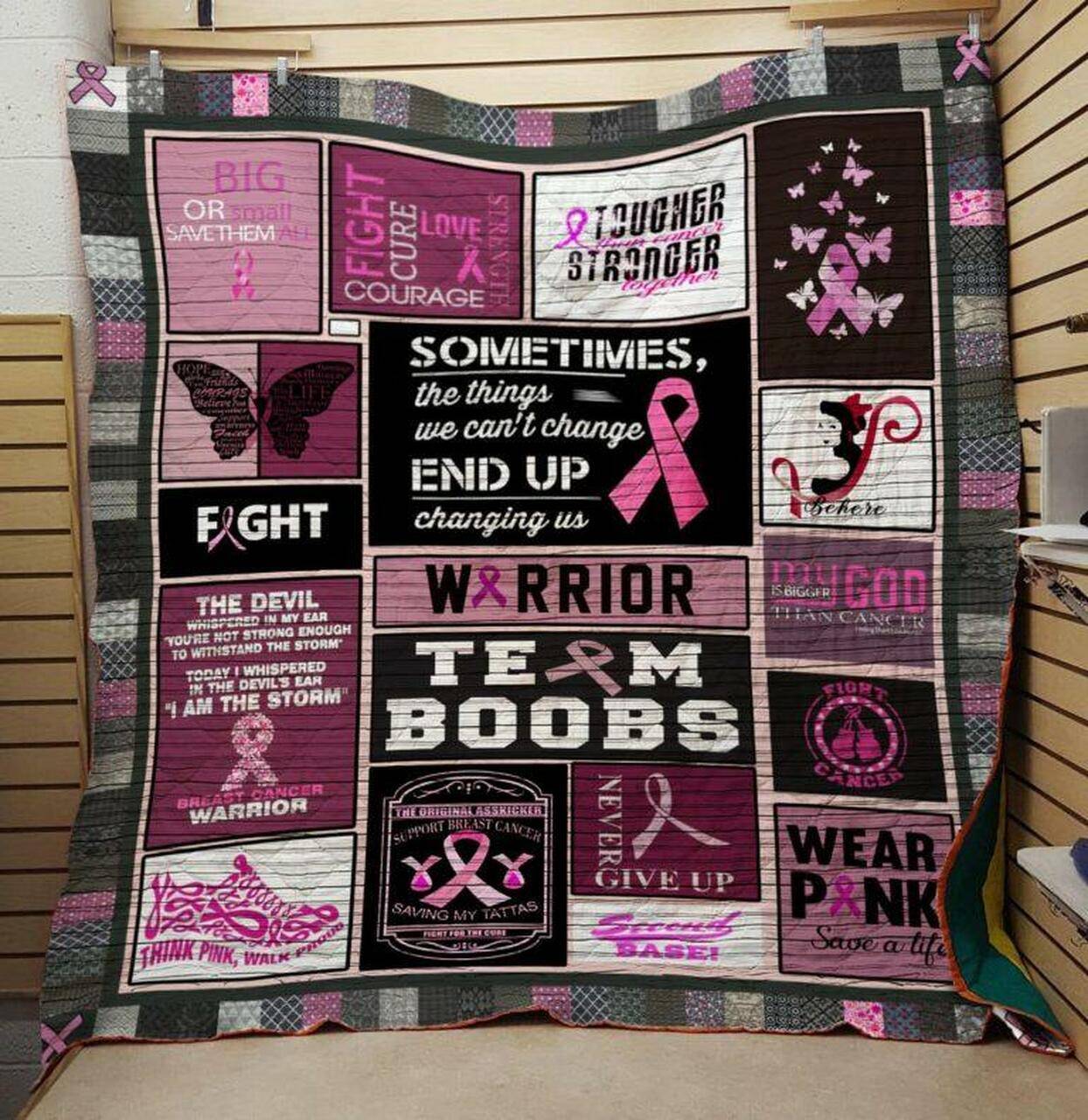 Cancer Boobs Quilt and Home Decor