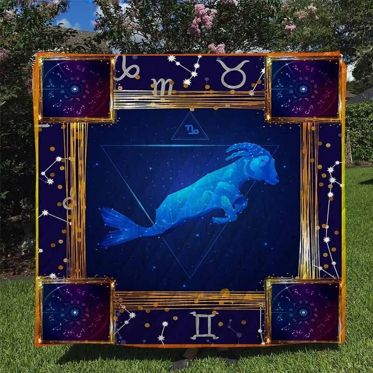 Capricorn Horoscope Ee12083 Quilt Inkp0108 and Home Decor