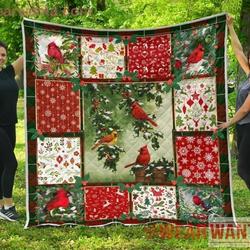 Cardinal Bird Christmas Quilt Blanket ABC041103 and Home Decor