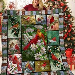 Cardinal Birds Quilt Blanket and Home Decor