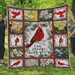 Cardinal Flower I Am Always With You Quilt Blanket Great Customized Blanket Gifts For Birthday Christmas Thanksgiving and Home Decor