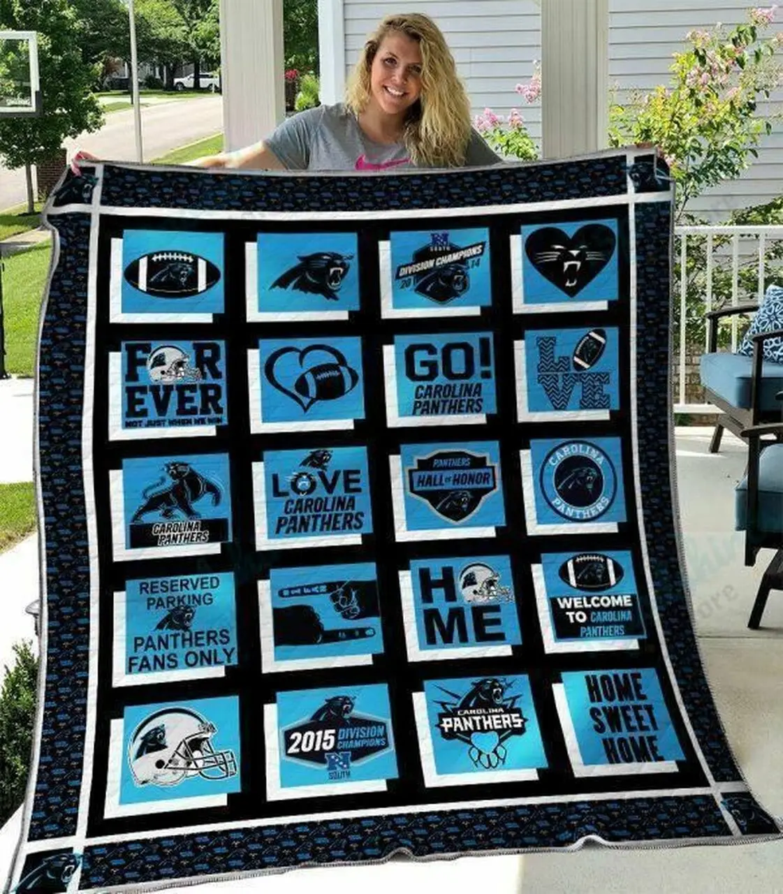 Carolina Panthers Quilt Blanket 02 and Home Decor