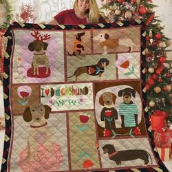 Cartoon Dachshund Quilt Blanket Great Customized Blanket Gifts For Birthday Christmas Thanksgiving Perfect Gifts For Dachshund Lovers and Home Decor