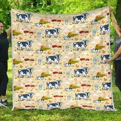 Cartoon Dairy Cow Farm Quilt Afwllr and Home Decor