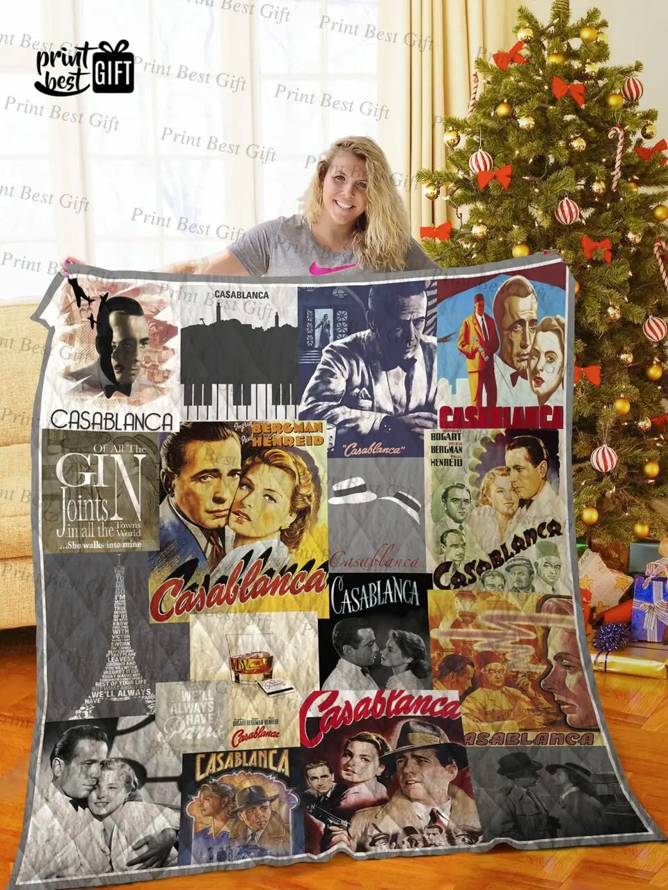 Casablanca Poster Quilt Blanket Ver 5 and Home Decor