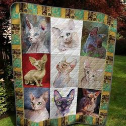 Cat 3D Customized Quilt Sphinx Cat Painting Color Collection TUH2998 PLEN2407 and Home Decor