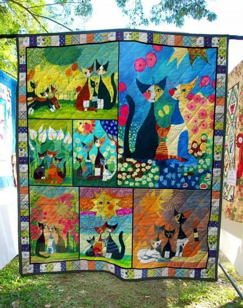 Cat Ambience Quilt Blanket Quilt and Home Decor