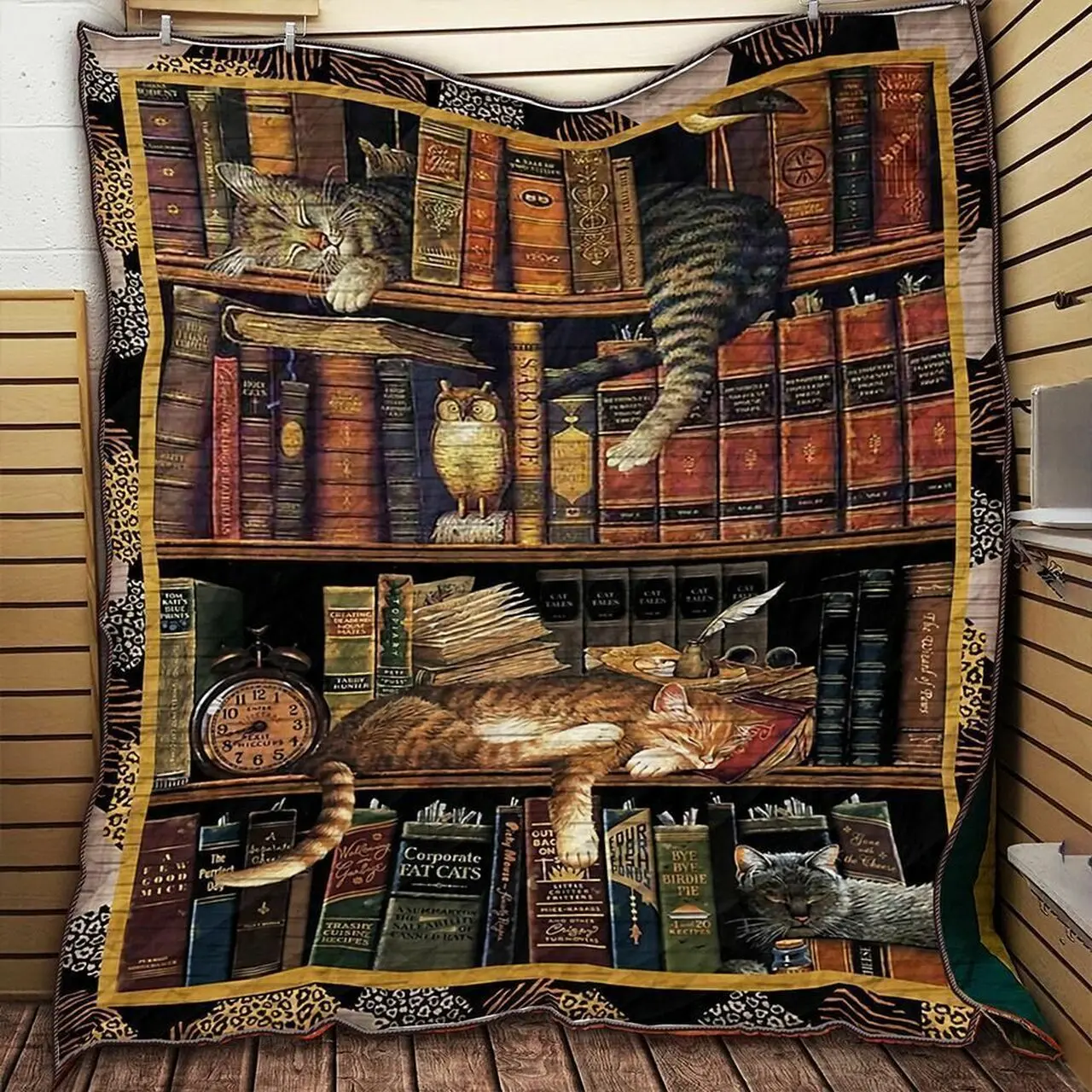Cat And Book Cute V1 QE 3D Customized Quilt and Home Decor