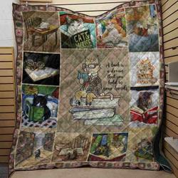 Cat And Book L V1 3D Customized Quilt and Home Decor