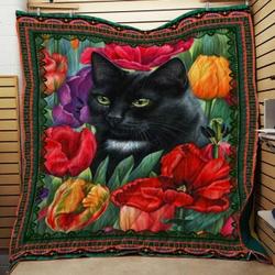Cat B Black V1 3D Customized Quilt and Home Decor