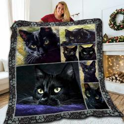 Cat Black Be Together 3D Customized Quilt and Home Decor