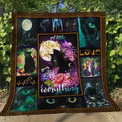 Cat Black Night 3D Customized Quilt and Home Decor