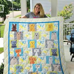 Cat Blanket Flower Blanket Th1807 Quilt and Home Decor