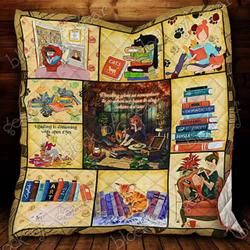 Cat Books Reading Hur Quilt Cysigp and Home Decor