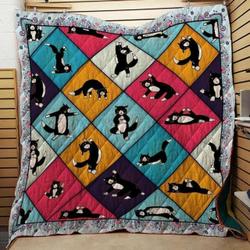 Cat Cat Loves Yoga Quilt Blanket Dhc020120656Td and Home Decor