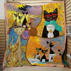 Cat County Blues Quilt Blanket Dhc020120733Td and Home Decor