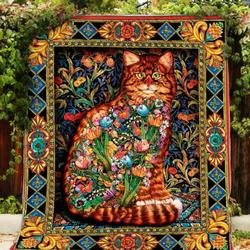 Cat Flower Quilt Blanket  Quilt and Home Decor