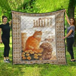 Cat Flower Quilt Blanket Ver 2  Quilt and Home Decor