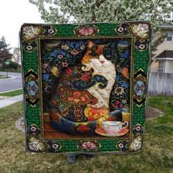 Cat HVT140806 Quilt Blanket Sleepy and Home Decor