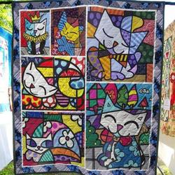 Cat Pattern Sleeping Quilt Blanket  Quilt and Home Decor
