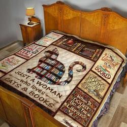Cats And Books 3D Customized Quilt and Home Decor