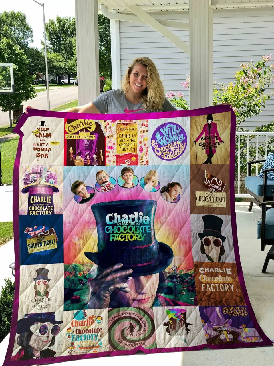 Charlie And The Chocolate Factory Poster Quilt Blanket and Home Decor