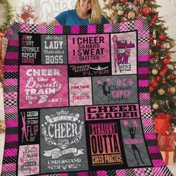 Cheerleader Cheer Like A Beauty Train Like A Beast Quilt Blanket Great Customized Blanket Gifts For Birthday Christmas Thanksgiving and Home Decor