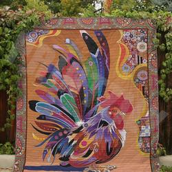 Chicken Boho Rooster Quilt Blanket Dhc020120890Td and Home Decor