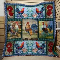 Chicken Morning Rooster Quilt Blanket Dhc020120882Td and Home Decor